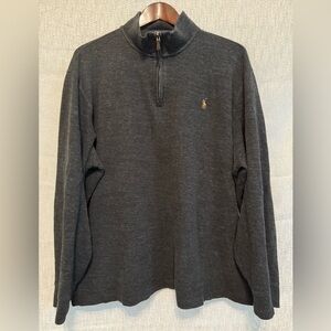 POLO Ralph Lauren Estate Rib Quarter-Zip Pullover Dark Gray Pony XL